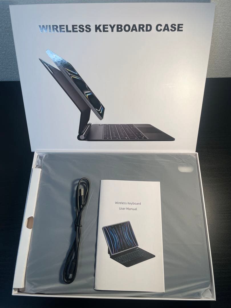 ipad Air、iPad proキーボード ケース、13、12.9インチ黒い