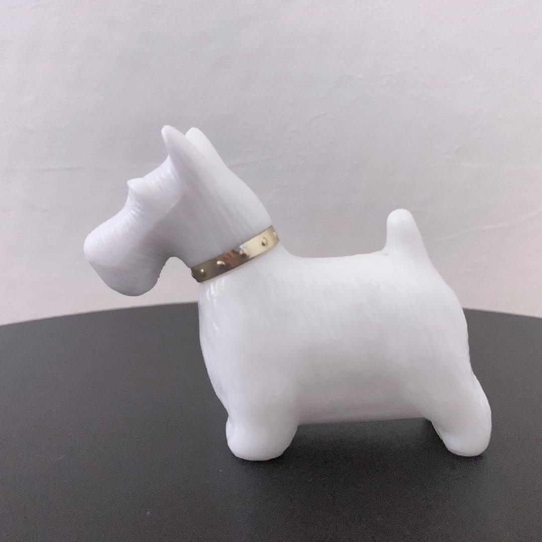 希少 AVON 1980年代 箱付 スコティッシュテリア 香水瓶 ミルクガラス*