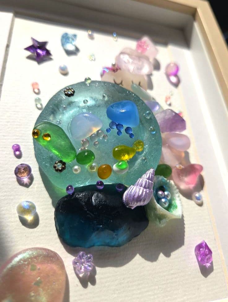 再販不可♡レアシーグラス♡シーグラスアート♡オーシャンアート♡ヒーリングアート♡