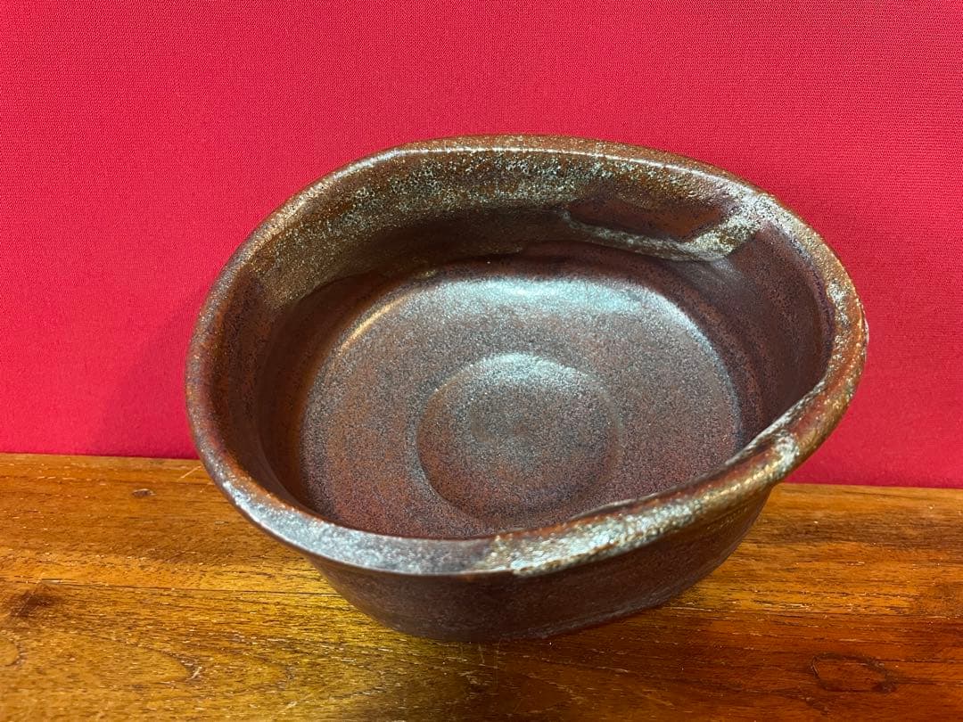 川喜田半泥子 瀬戸おりへ(瀬戸織部)茶碗 銘:黒童子 共箱 無傷美品