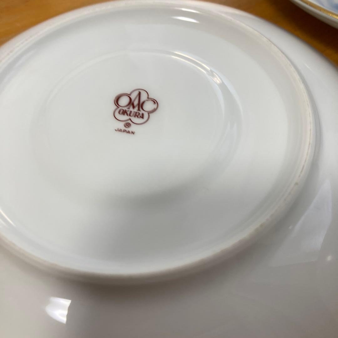 未使用　大倉陶園　ブルーローズ　ペア　カップソーサー　金彩　大倉　okura