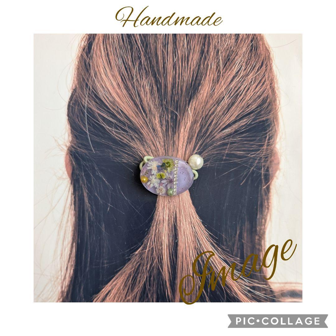 メグえもん様お取り置き№3999 オーバル型フラワーレジンヘアゴム