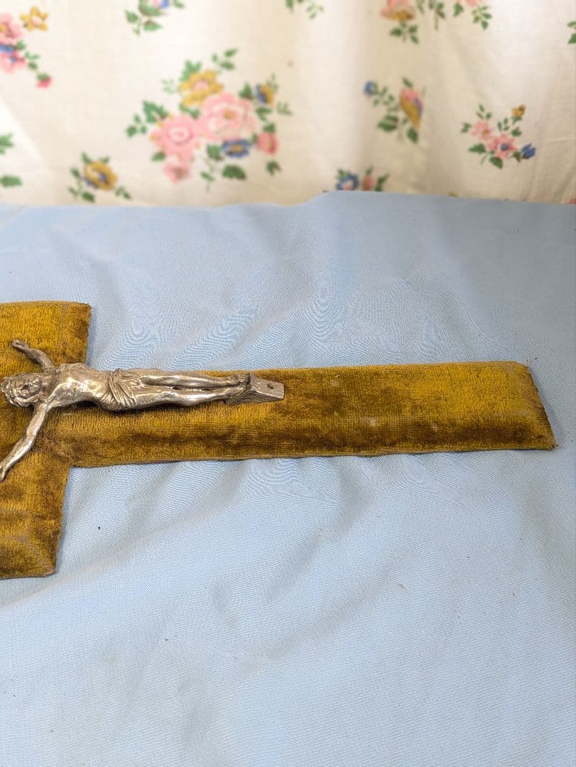 フランス アンティーク ビロード張り 十字架