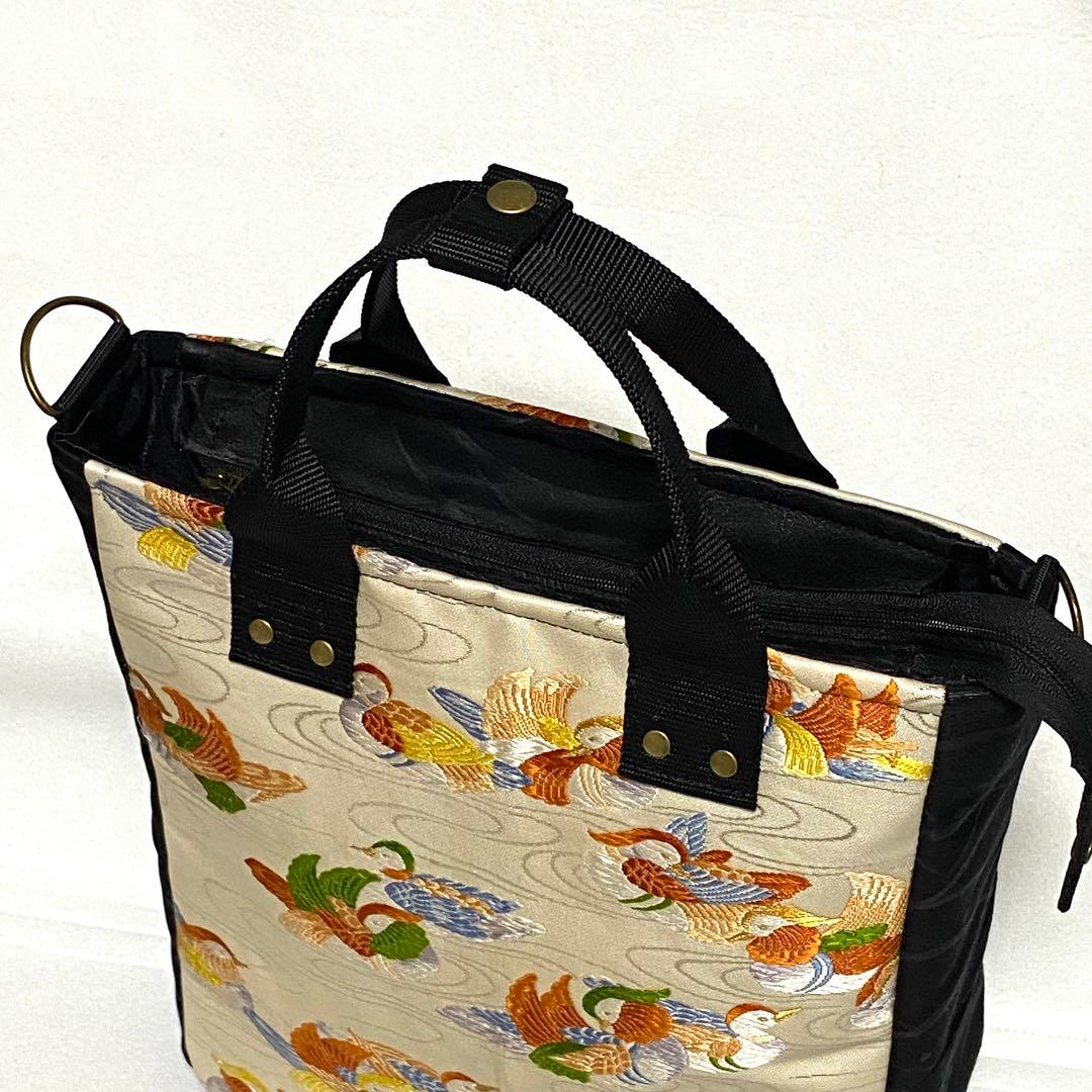 379 帯リメイク　鴛鴦さんのBOX型3wayバッグ