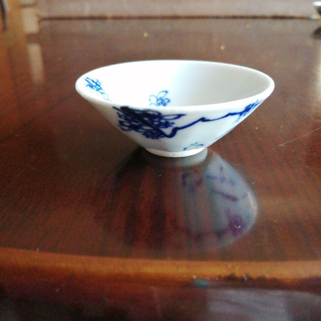 京焼　染付盃　原平　8客　清水七兵衛　1客　6.5cm　江戸後期