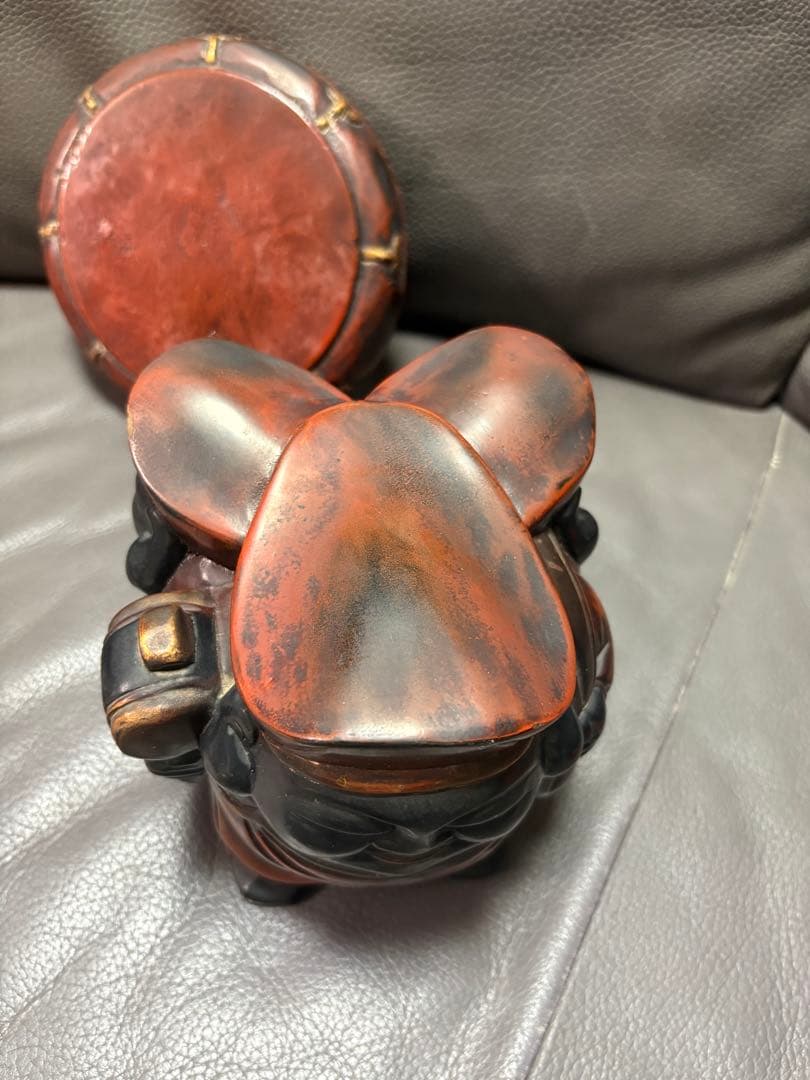 三面大黒天さま　置物　木製　木彫り