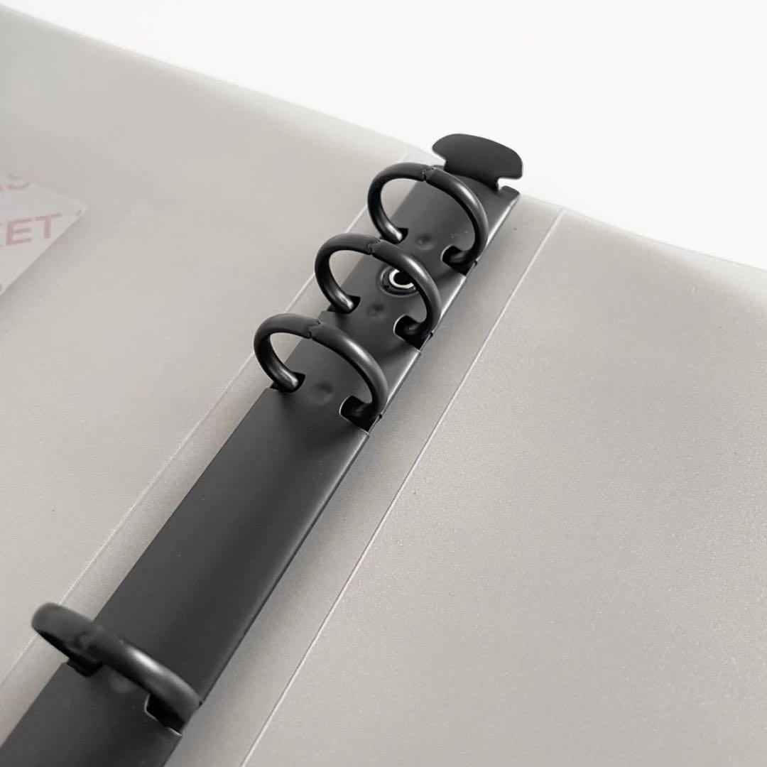 早い者勝ち　韓国　バインダー　貯金　カバー　ダブルリングバインダー　黒　7