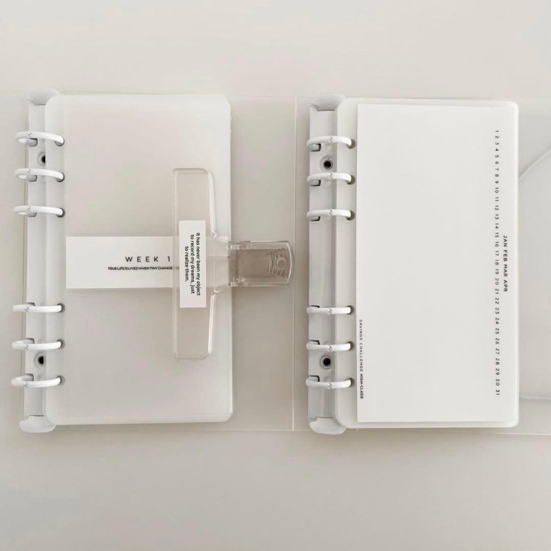 早い者勝ち　韓国　バインダー　貯金　カバー　ダブルリングバインダー　黒　7