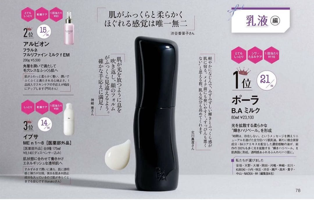 ポーラ 第７世代B.Aセット： ローション、ミルク、クリーム各30包
