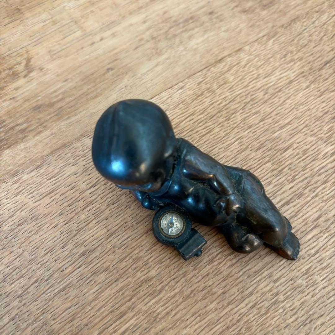 戦前アンティークキューピー キューピー人形 方位磁石付き　レトロ 当時物　黒