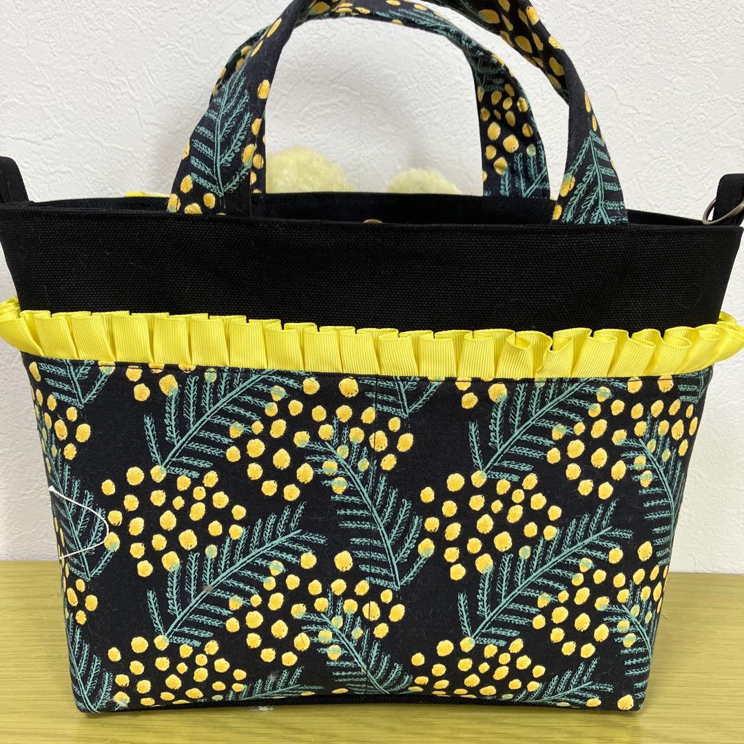 や*ん様 コヤンイサムチョン　フリルレース　帆布　ミモザ　横34縦22マチ10㎝