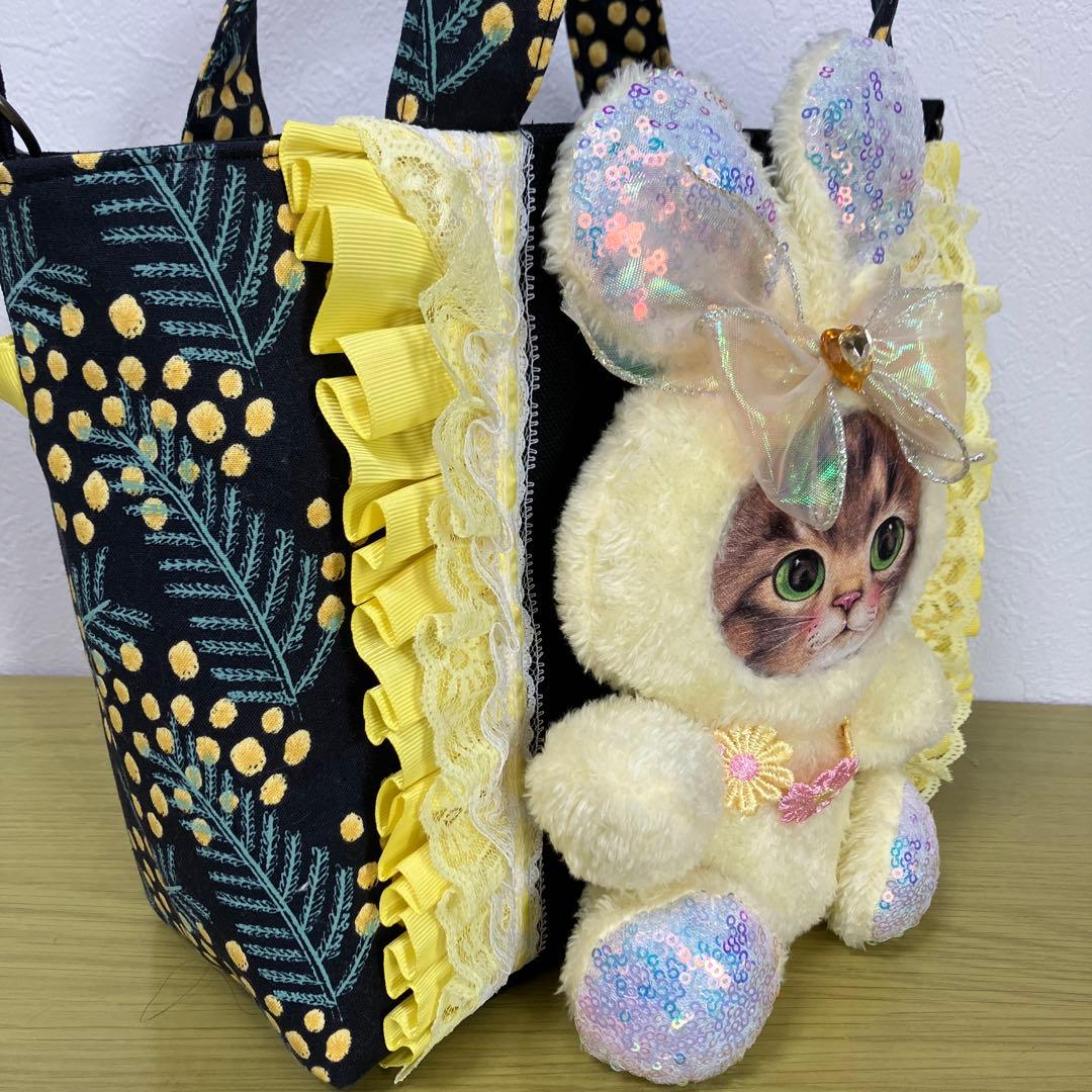 や*ん様 コヤンイサムチョン　フリルレース　帆布　ミモザ　横34縦22マチ10㎝