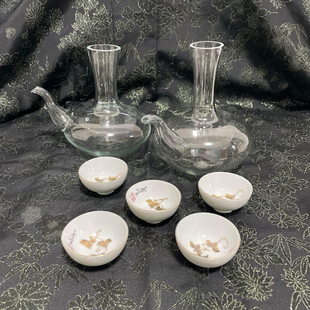 豪華38点まとめ売り】吹きガラス燗瓶8点＆お猪口30点 酒器セット／業務用にも