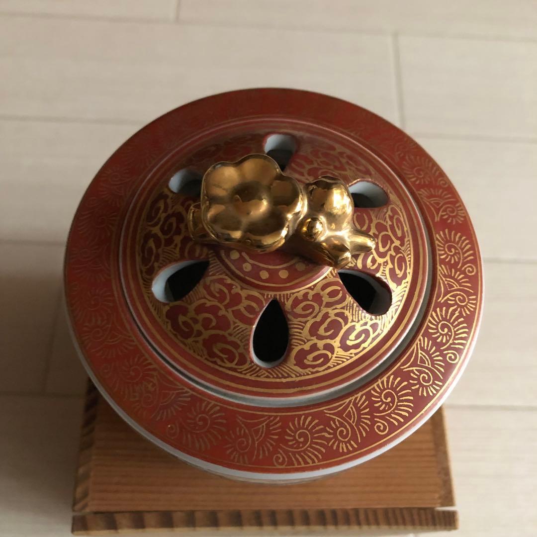 昭和レトロ九谷焼香炉　祥弘作