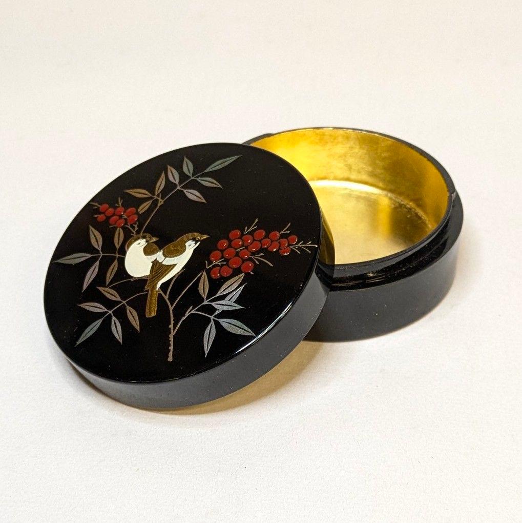 【フォロー割・新品】 香合　南天　木粉樹脂製　高蒔絵香合　内金