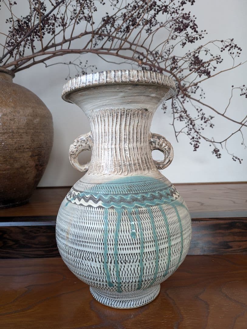 小鹿田焼　壺　高さ45センチ