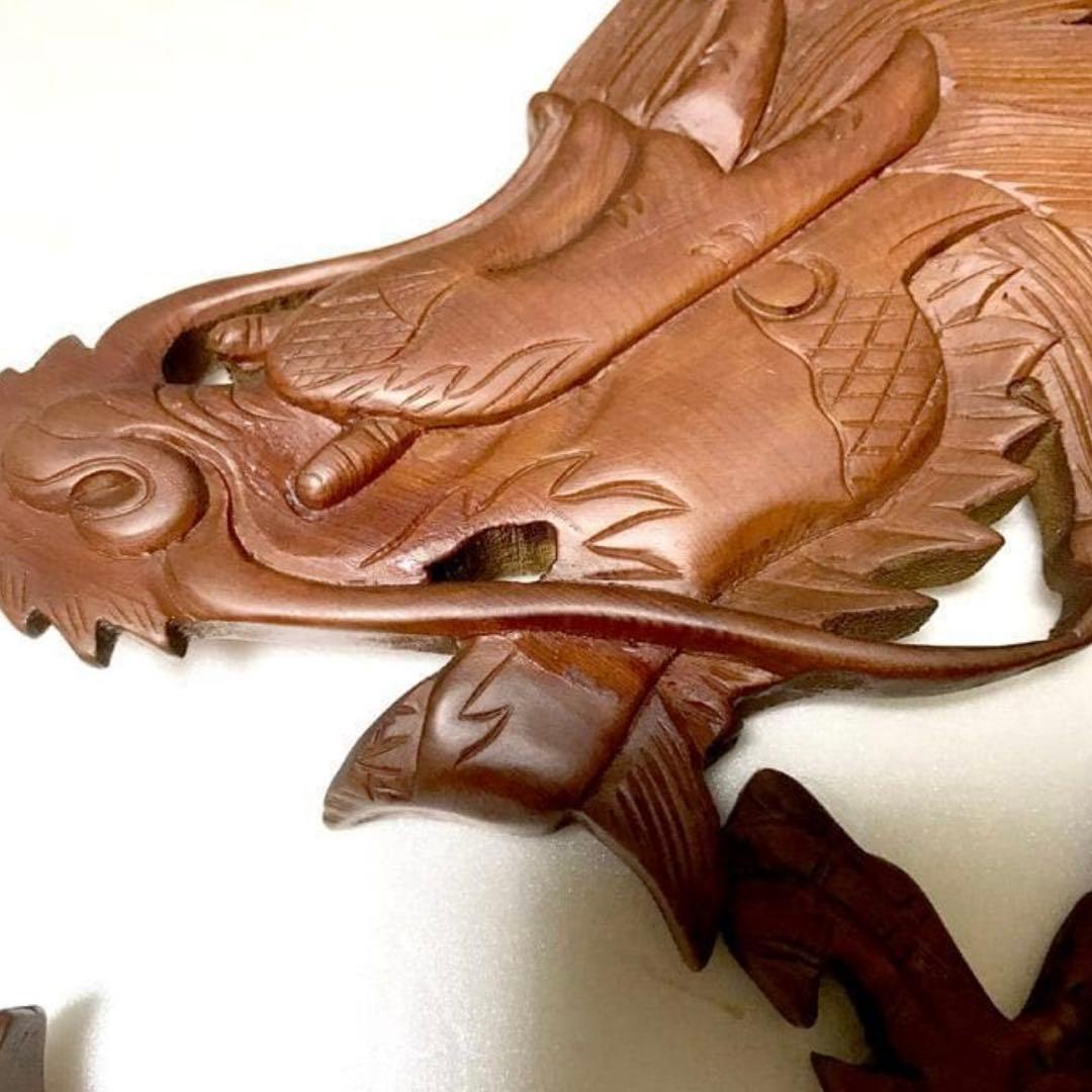欅　木彫 龍一対(2個セット) お寺　骨董品　美術品