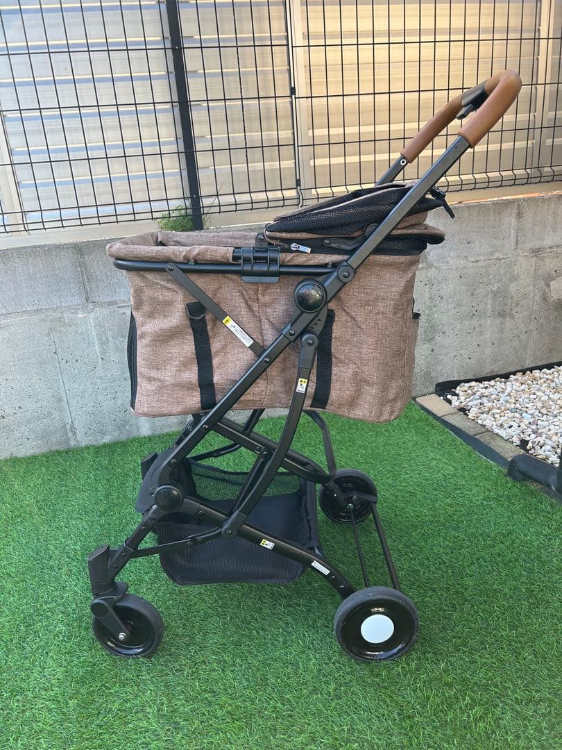 犬用ペットカート　ブラウン　折りたたみ式