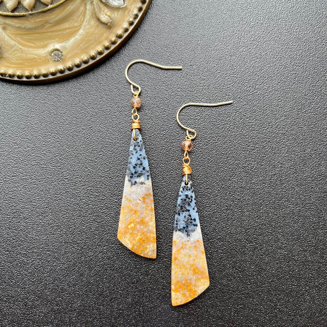 《1点限定》パームルートフォッシル&アンダリューサイト＊ピアスorイヤリング