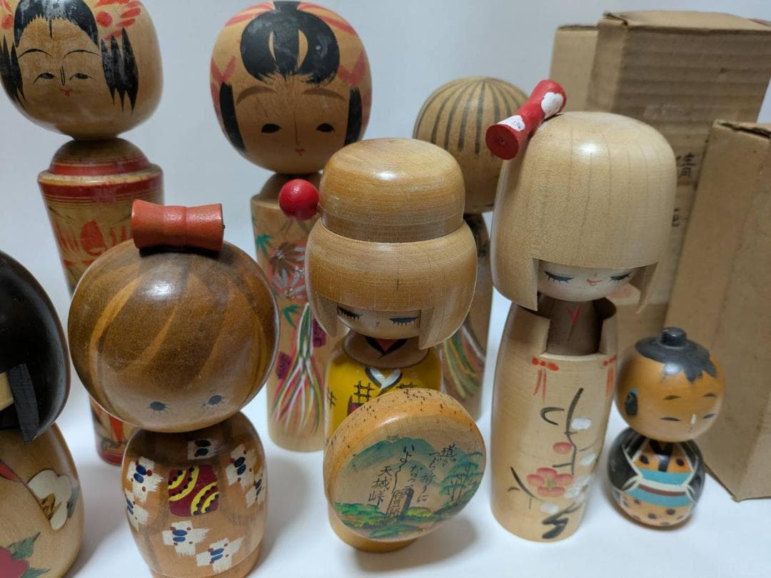 【14体セット】 木製 こけし 現代こけし 創作こけし 一部箱付き 伝統工芸品