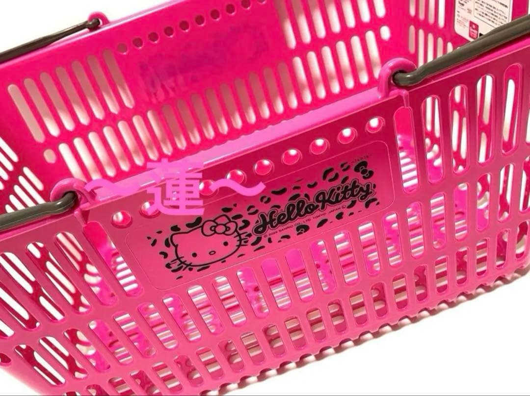 ハローキティ 買い物かご ショッピングバスケット ヒョウ柄 ピンク アベイル