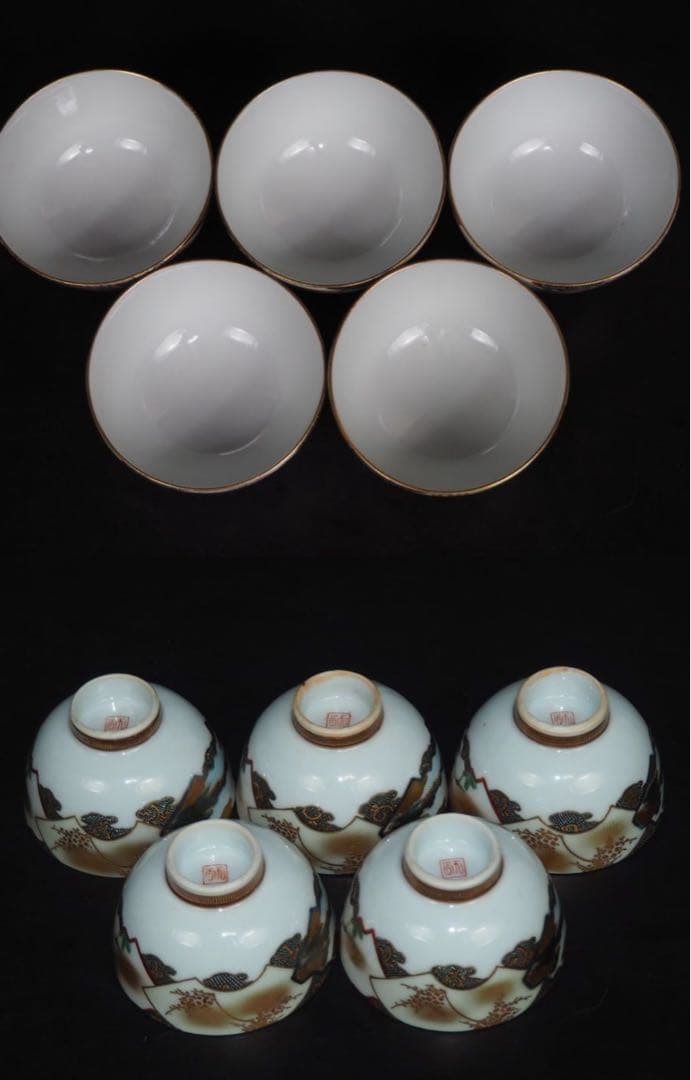 送料無料　時代九谷焼　優品茶器揃え7点セット　煎茶道具