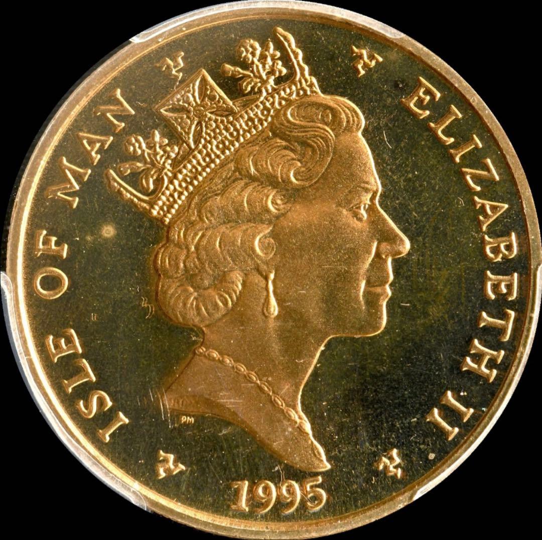 希少 PCGS PR67 マン島 1995 £5 終戦50年 チャーチル