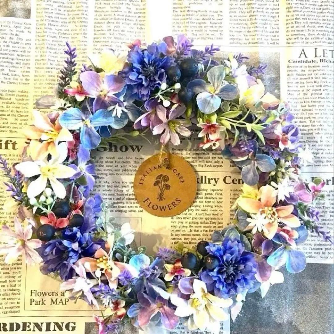 華やかな色合い❤︎アーティフィシャルフラワーリース 23cm