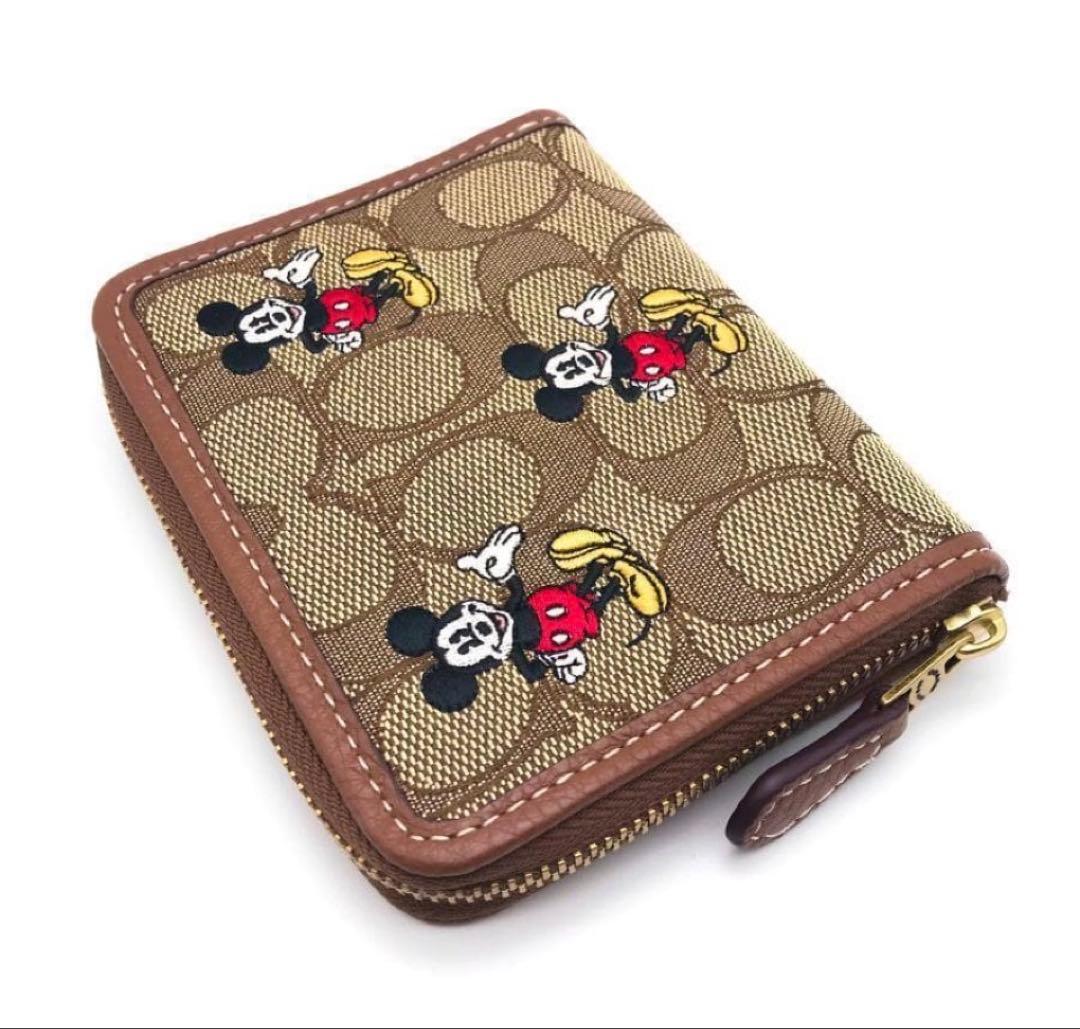 COACHコーチミッキーマウスコンパクトウォレット、シグネチャー