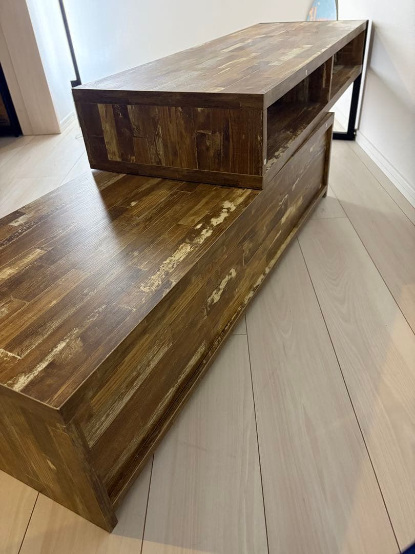 木製テレビ台 ブラウン 引き出し付き