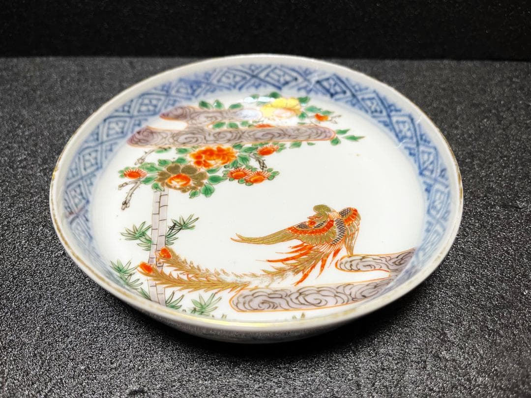 古伊万里　鳳凰　金彩　なます皿　平皿　明治期　８客