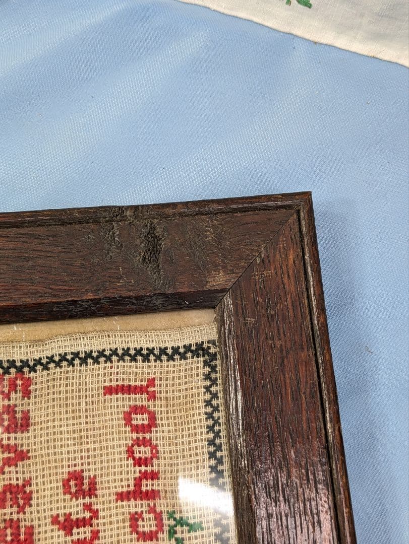 イギリス アンティーク 1887年 スクールサンプラー 刺繍額