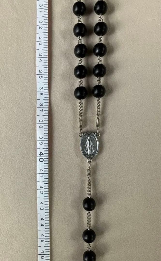 カトリック　ロザリオ　手編み　縞黒檀　長崎編み