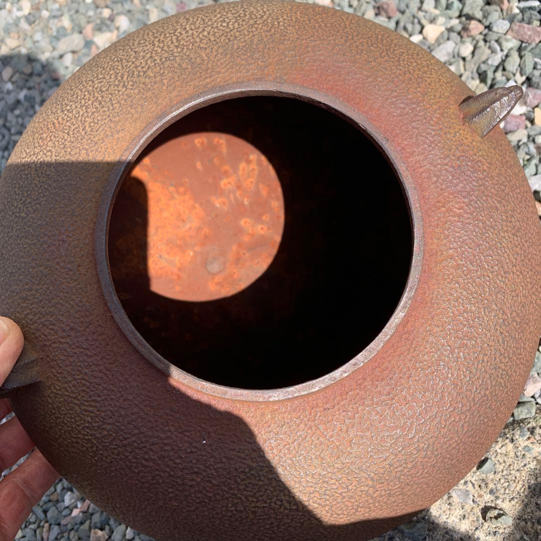 人間国宝　在銘　高橋敬典　共箱付　　鋳鉄 茶釜