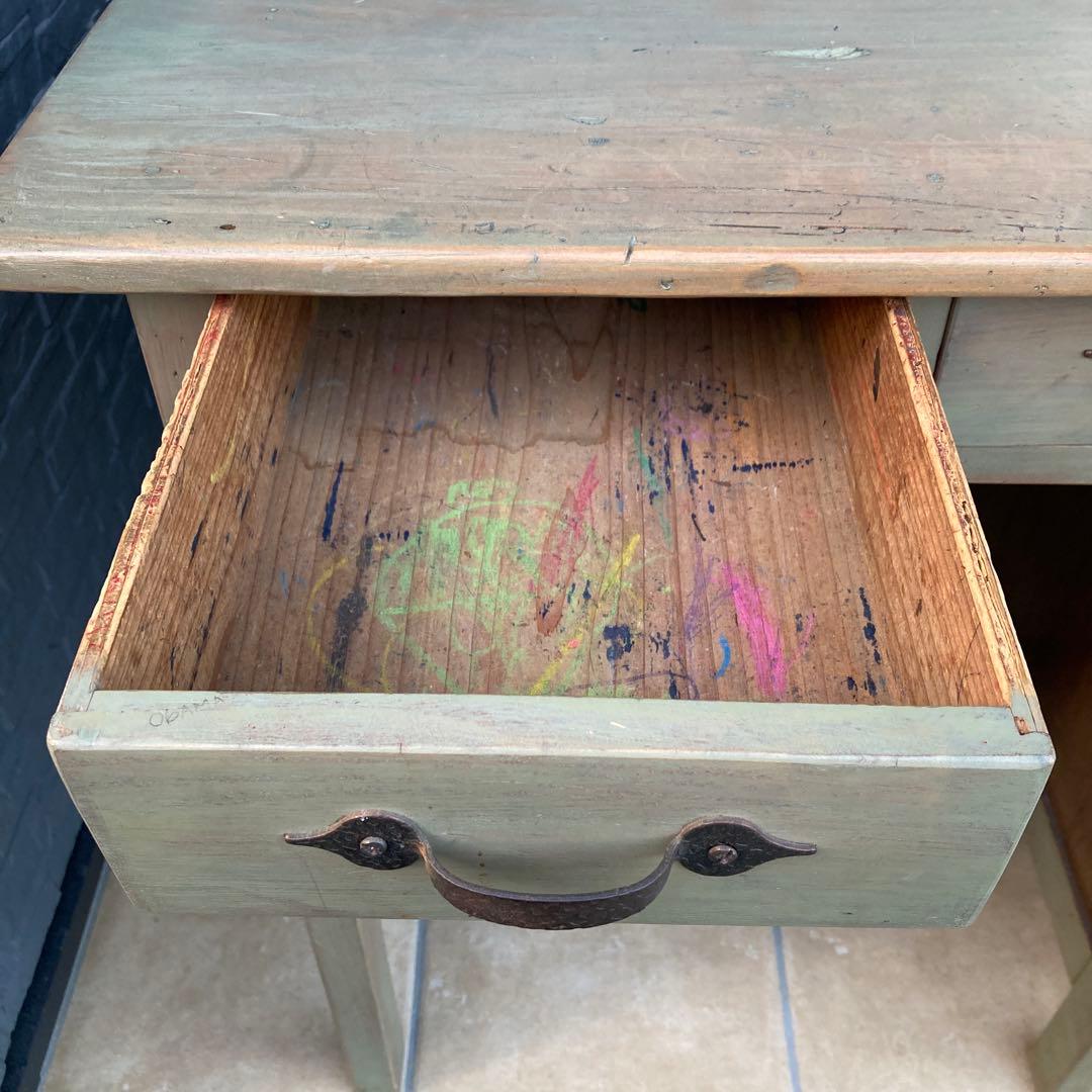 【引き取り限定】 アンティーク 机と椅子　昭和レトロ　学習机　事務机