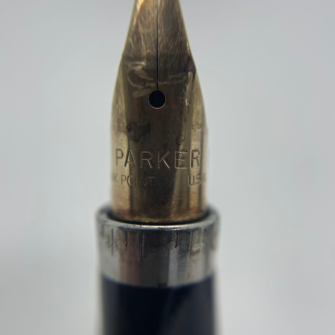 Parker パーカー万年筆 シルバー 格子模様 14K