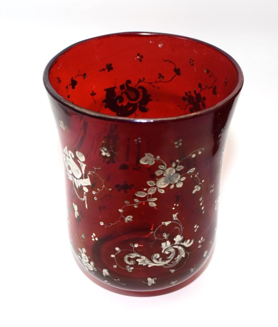 19世紀後期　盛上げ銀装飾　カラフェ＆タンブラーセット