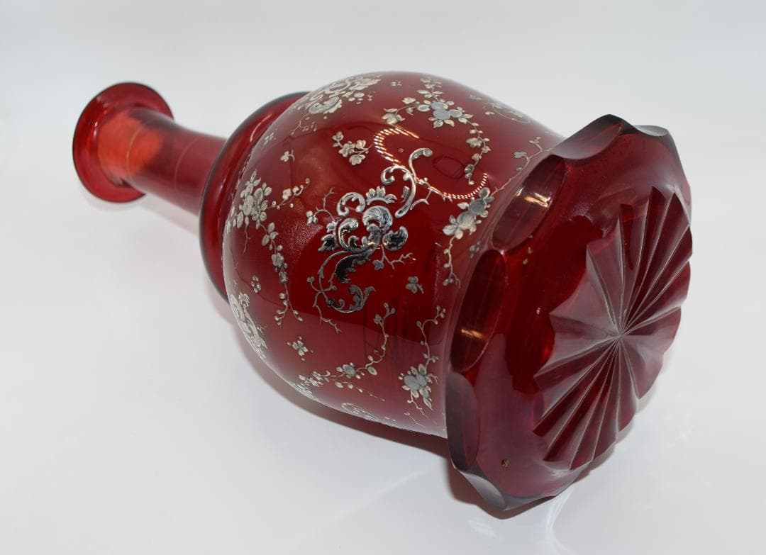 19世紀後期　盛上げ銀装飾　カラフェ＆タンブラーセット