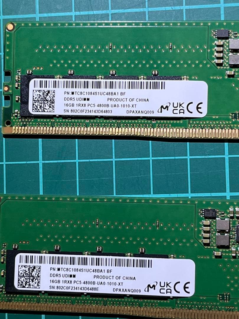 Micron DDR5-4800Mhz 32GB(16GB×2) ARGBキット