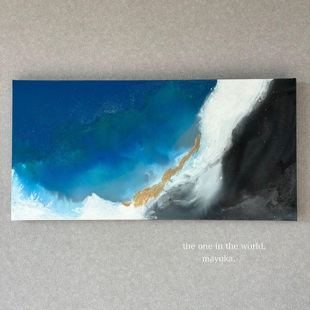 現代アート　80×39㎝　大きめ　モダン　絵画　原画　抽象画　アートパネル