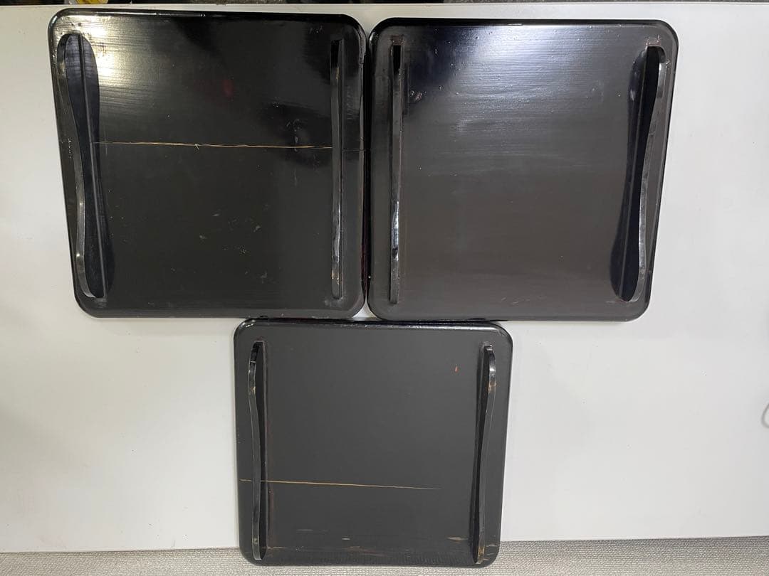 【現状品】漆器 溜塗 懐石 割烹 膳 懐石膳 四方盆 脚付 折敷 9枚 ②