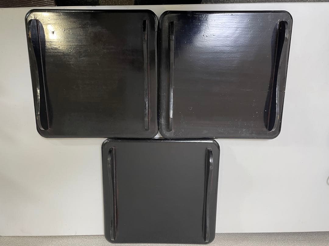 【現状品】漆器 溜塗 懐石 割烹 膳 懐石膳 四方盆 脚付 折敷 9枚 ②
