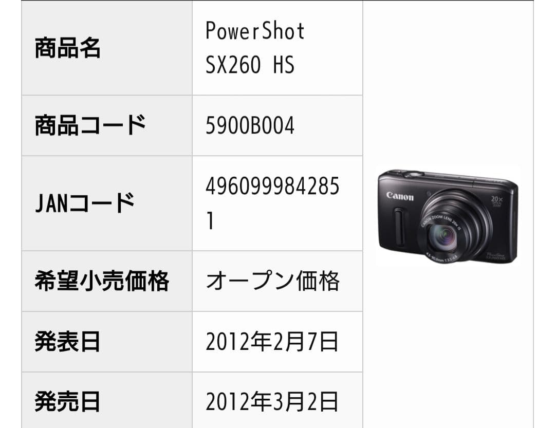 デジカメ Canon PowerShot SX260 HS フルセット