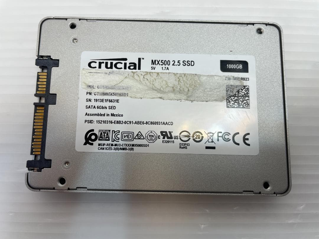 ★ SSD CT1000 MX500 1TB 電源投入1087回 2537時間