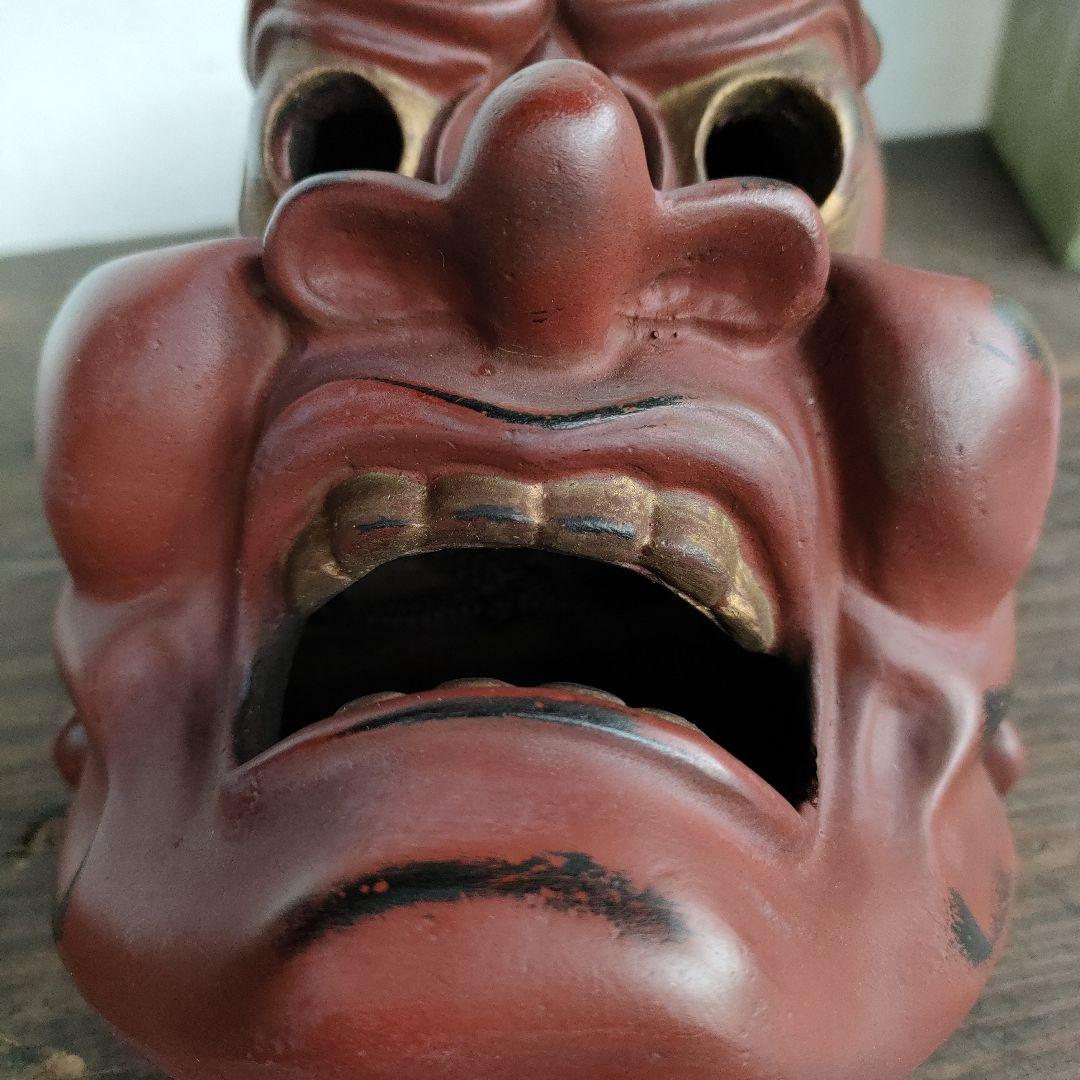 仁王 お面 法隆寺 虎谷満 元箱付 高さ35.5cm 神楽 金剛力士 工芸品 栞
