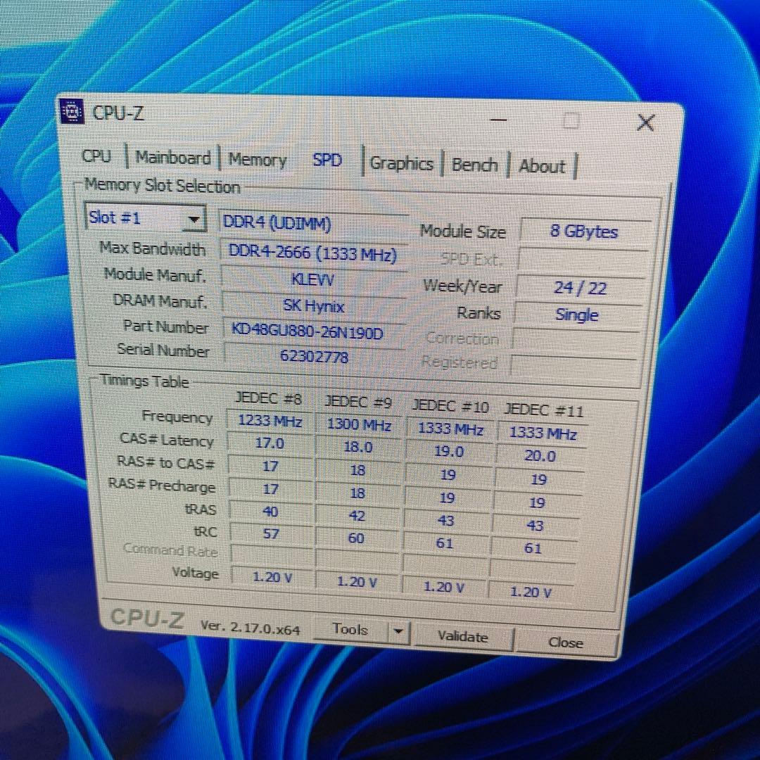 動作確認済み　ddr4 8GB 2枚 16GB