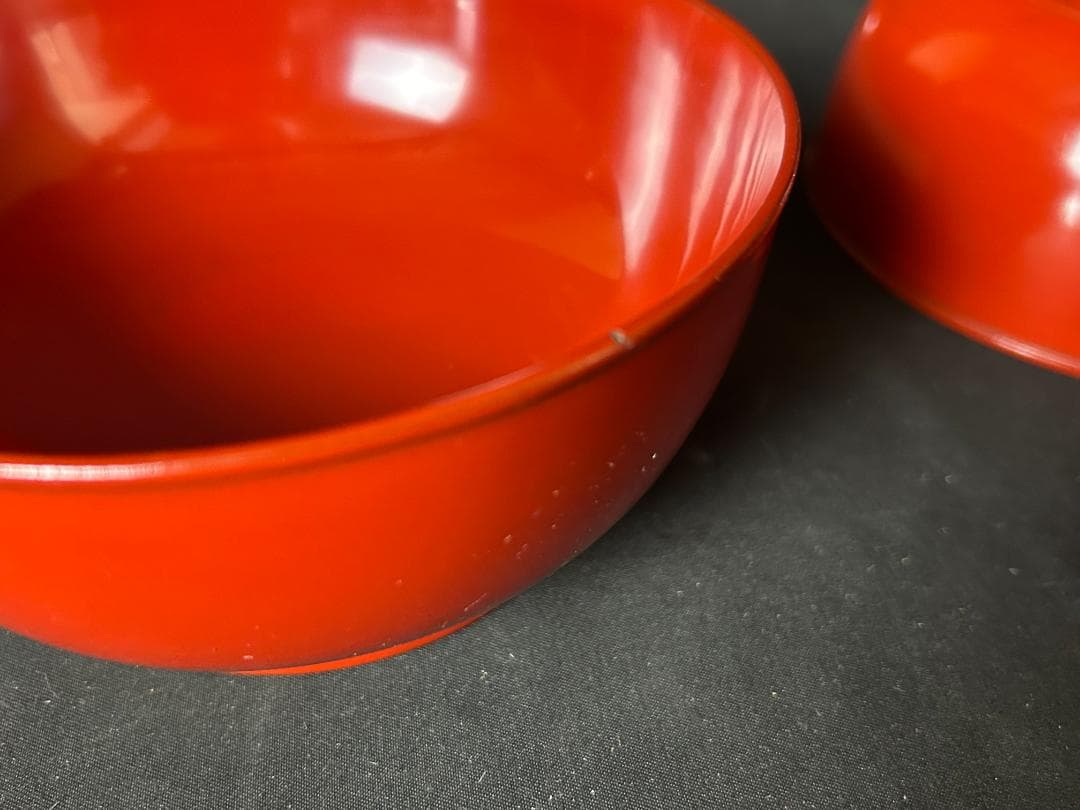 時代 輪島塗 金蒔絵 蓮図 朱塗 菓子椀 5客 茶懐石道具 73