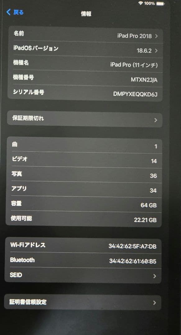 iPad Pro11インチ 64GB WiFi　おまけ付き　バッテリー良好