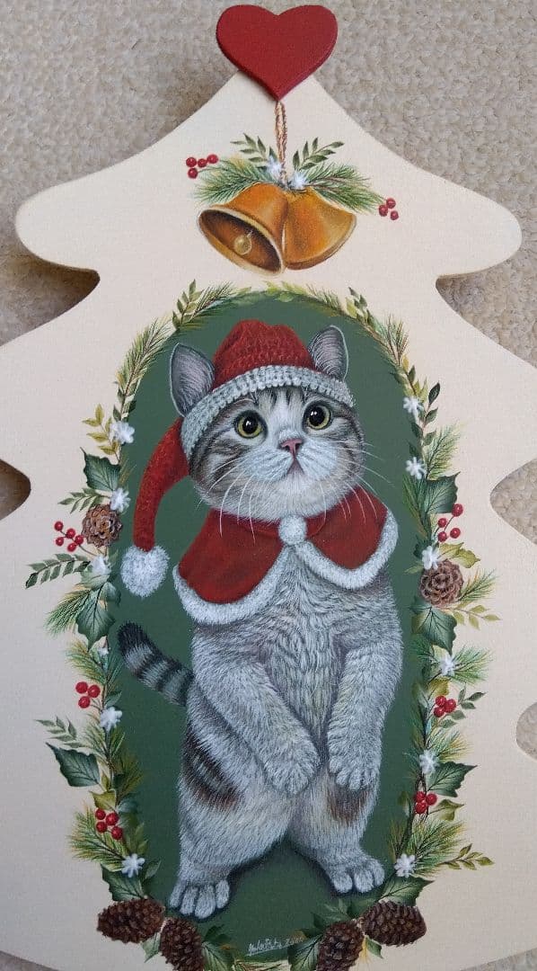 トールペイント作品：ネコちゃんも一緒にクリスマス