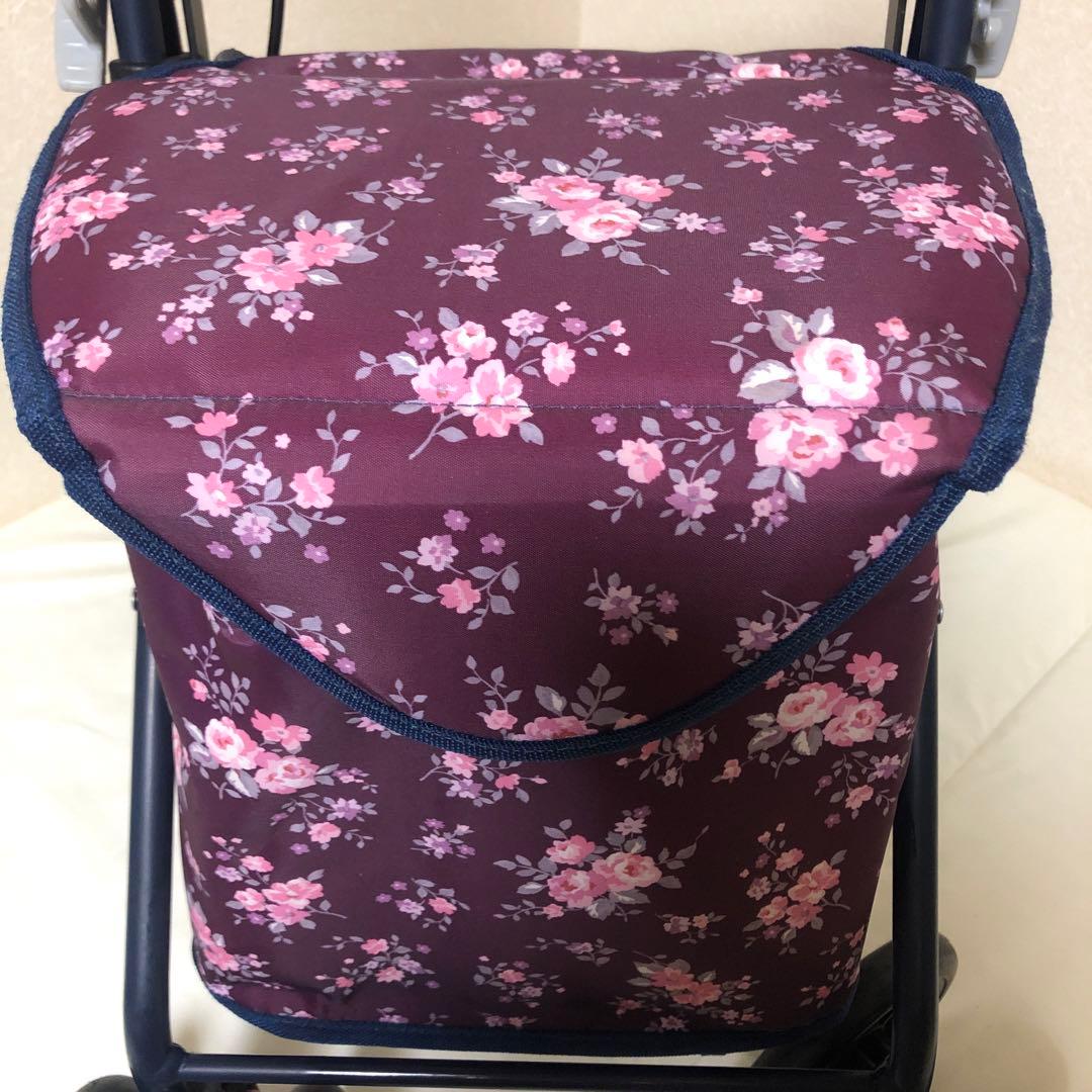 みみ　マキテック　紫色の花柄 シルバーカー 4輪